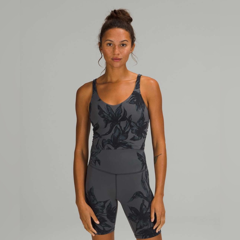 lululemon athletica Dark Gray Floral Racerback Tank